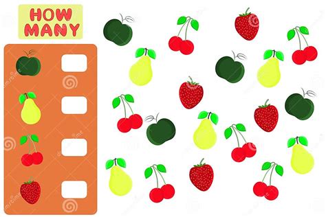 Counting Game for Preschool Children. Mathematics Task. How Many
