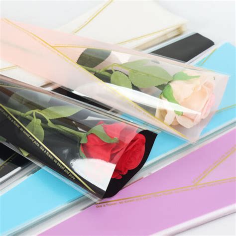 50pcs Single Rose Sleeves Flower Wrapping Bag Bouquet Packaging Bags