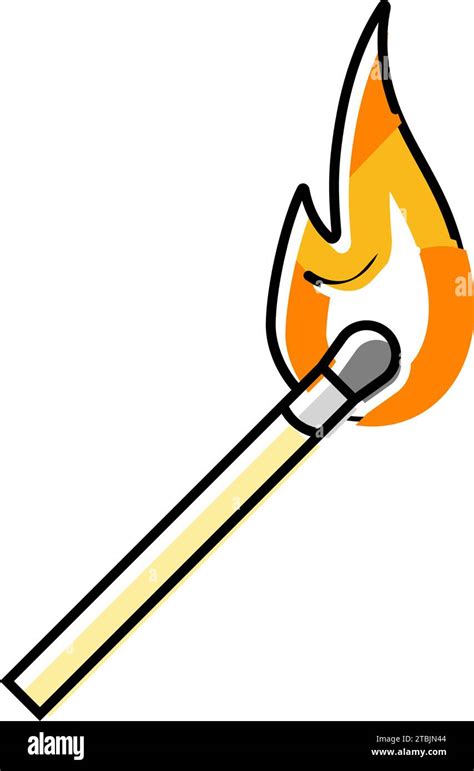 Burning Matchstick Color Icon Vector Illustration Stock Vector Image