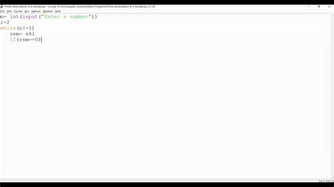 Python Program To Find Prime Factors Of A Number Youtube