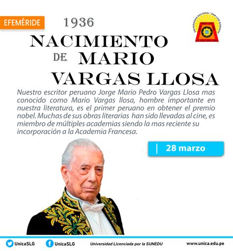 Un día como hoy nace Mario Vargas Llosa Noticias UNICA