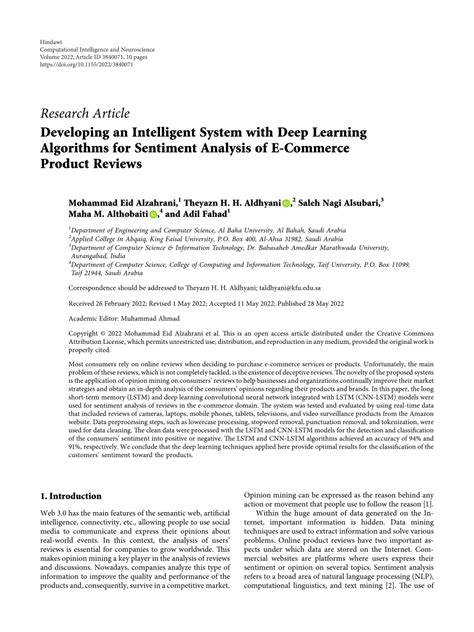 Pdf Developing An Intelligent System With Deep Learning Algorithms