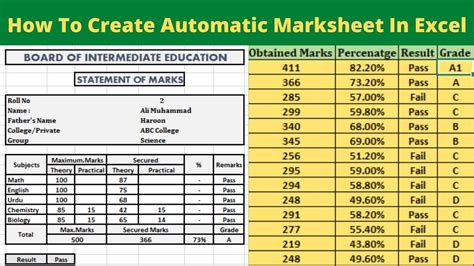 Marksheet In Excel How To Create Automatic Marksheet How To Make