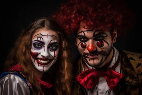 Premium Ai Image Two People Dressed As Clowns Pose For A Photo