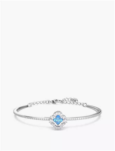 Jual Swarovski Sparkling Dance Bangle Blue Rhodium Plated M Blue Original 2024 Zalora