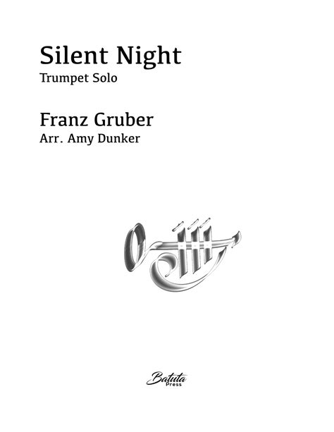 Silent Night Arr Amy Dunker By Franz Gruber Sheet Music For Trumpet