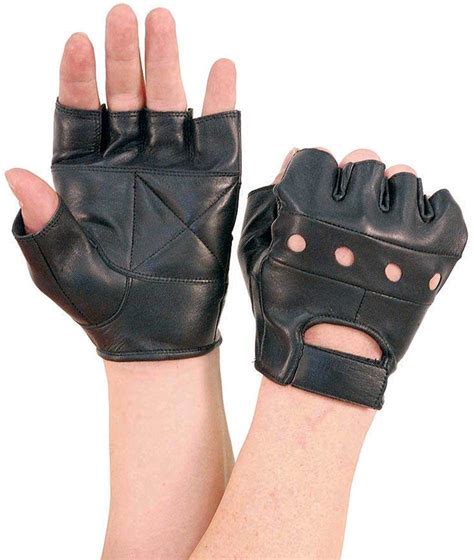 Black Leather Fingerless Gloves #G160 - Jamin Leather®