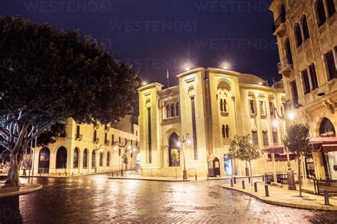 Lebanese Parliament Building In Nejmeh Square At Night Beirut Lebanon