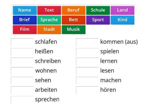 Integrationskurs A1 1 Was Passt Zusammen Verben Mit Nomen Match Up