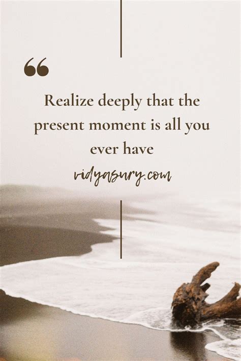 Realize Deeply That The Present Moment Is All You Ever Have By Vidya