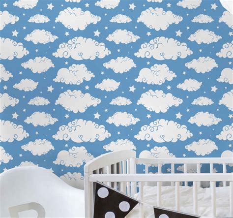 Papel Pared Infantil Cielo Azul Con Nubes TenVinilo