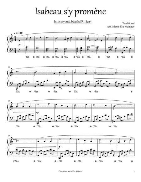 Isabeau s y promène arr Marie Ève Mainguy by Marie Ève Mainguy Sheet