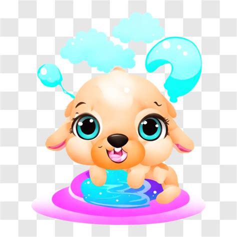 Download Adorable Cartoon Dog enjoying a Bubble Bath PNG Online ...