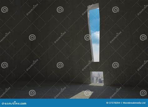 Exclamation Mark Door In Dark Room Stock Illustration Illustration Of