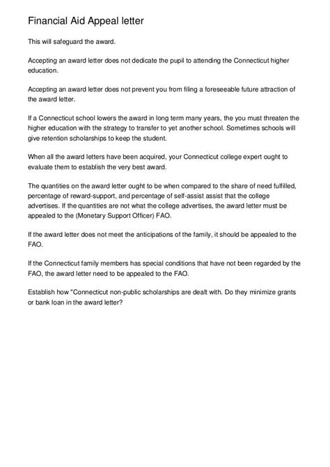 financial aid appeal letter
