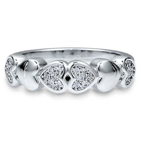 Micro Pave Cubic Zirconia Cz Sterling Silver Multi Heart Fashion Ring