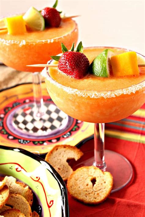 Frozen Mango Strawberry Margaritas Kudos Kitchen By Renee