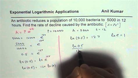 Find Rate Of Decay For Continuous Exponential Decay With Logarithms