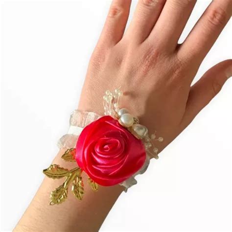 Pulsera Flor Rosa Corsage Damas Honor Novias Mu Eca Mano Bis Mercadolibre