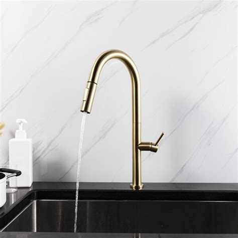 Brush Gold Stainless Steel Pull Down Kitchen Faucet Arc Fictures