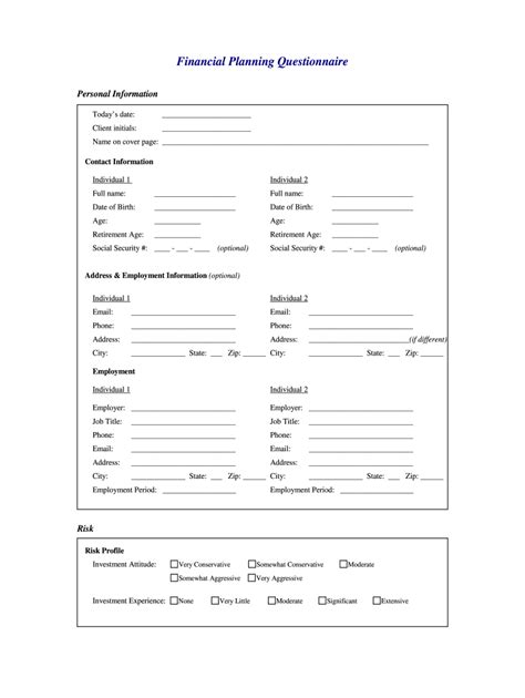 Financial Planning Questionnaire Fill Online Printable Fillable