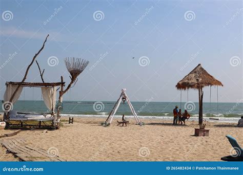 View Of The Recreational Landscape At Cha Am Beach Area Phetchaburi