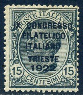 Italia 1922 Congresso Filatelico 15 Centesimi Grigio Certificato