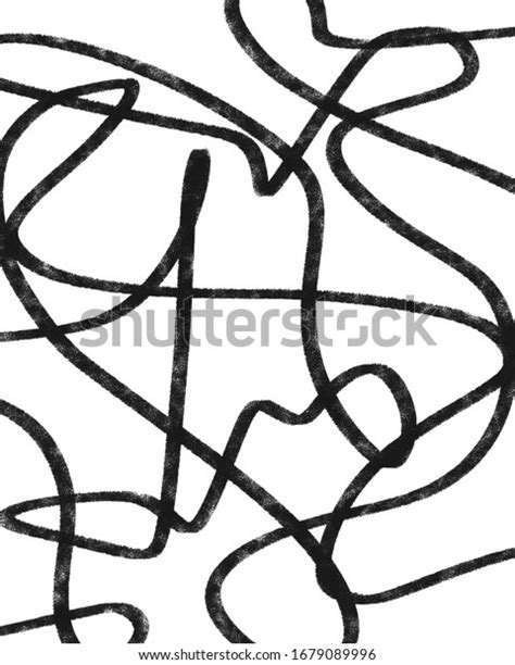 Hand Drawn Abstract Black Line Art ilustrações stock 1679089996