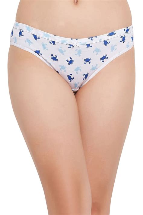 Buy Low Waist Crab Print Bikini Panty In White Cotton Online India