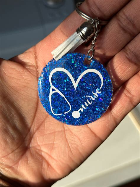 Personalized Nurse Glitter Acrylic Keychain Nurse Keychain Etsy