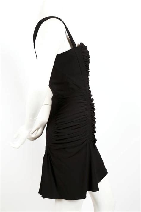 AZZEDINE ALAIA jet black ruched dress with open back For Sale at 1stdibs