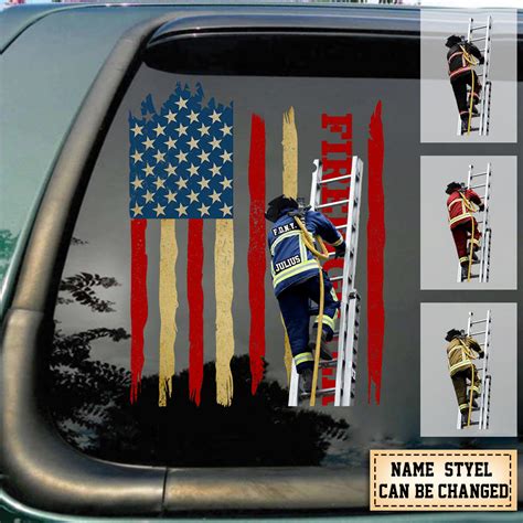 Personalized Firefighter Flag Decal - Lovem-oom