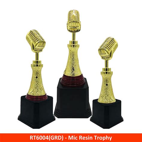 Rt6004 Resin Microphone Trophy Gold Red Itrophy