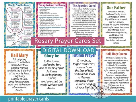 How To Pray The Rosary Mysteries Of The Rosary Printable Catholic Rosary Prayer Cards Set