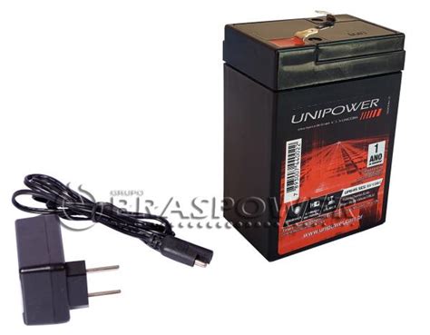 Kit Bateria Selada 6v 4 5ah Carregador Brinquedos Eletricos Unipower