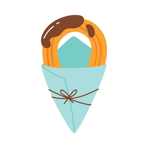 Churros In A Paper Bag Mexican Snack Hand Drawn Flat Vector