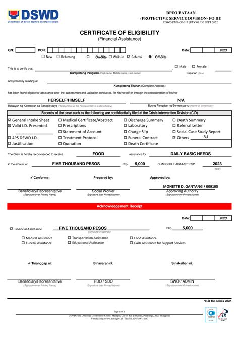 Certificate Of Eligibility Qn Pcn Date 2023 Off Site This Is To Certify That Relasyon Ng