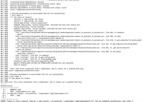 ERROR Failed To Solve Process Bin Sh C Pip Install No Cache Dir