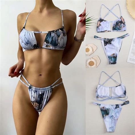 Kobiety Bandeau bandaż Bikini Set Push Up brazylijskie stroje kąpielowe