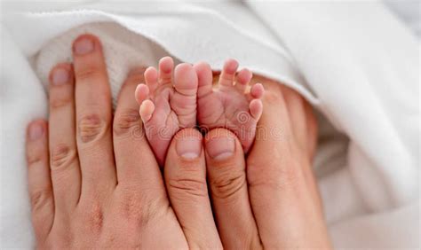 Newborn Feet In Mother Hands Stock Image Image Of Newborn Infant