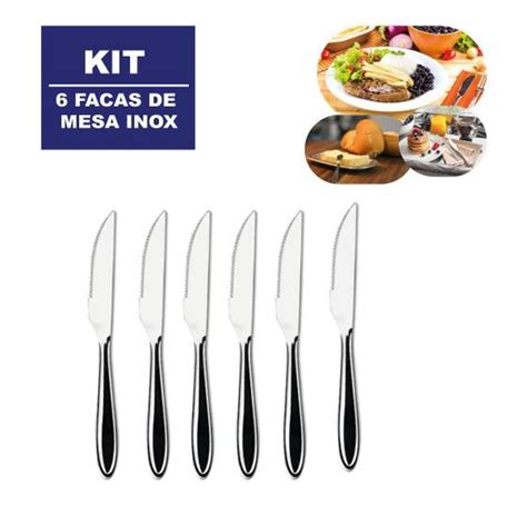 Combo Facas De Jantar Almo O A O Inox Forte Mesa Original Til