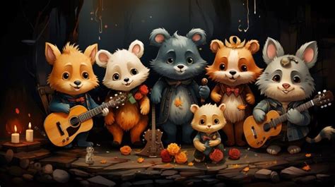 Premium AI Image | The best music band Cartoon animals playing on ...