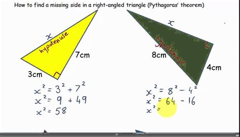 How To Find A Missing Side In A Right Angled Trianglepythagoras