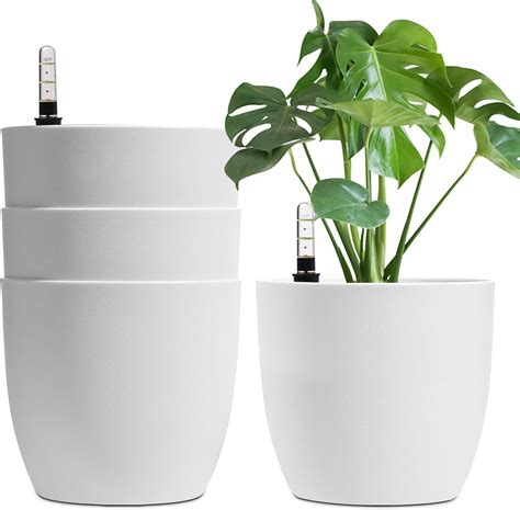 T U Pcs Pots De Fleurs En Plastique Blanc Pot De Fleurs Int Rieur