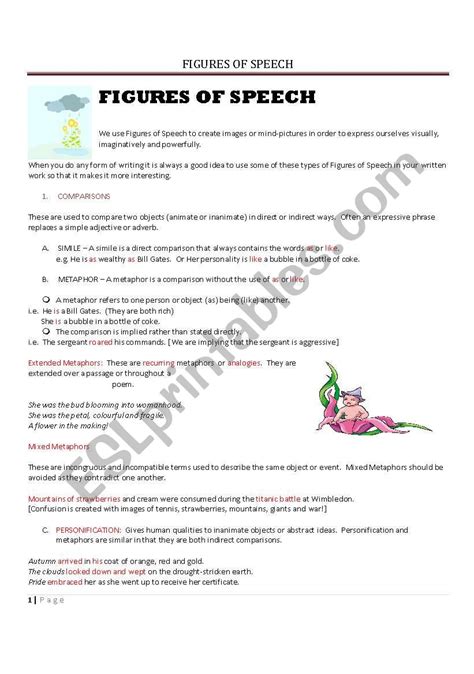 Figures Of Speech Esl Worksheet By Chardo