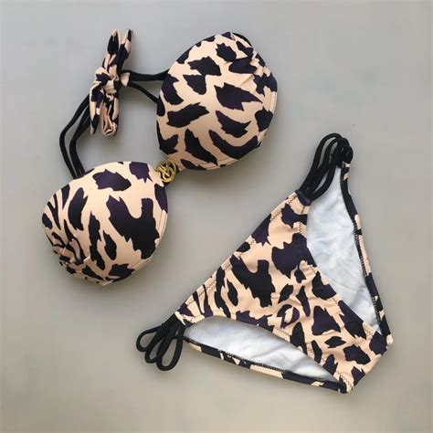 Neue Bademode Frauen Badeanzug Leopardenmuster Bunte Blume Bikini Set