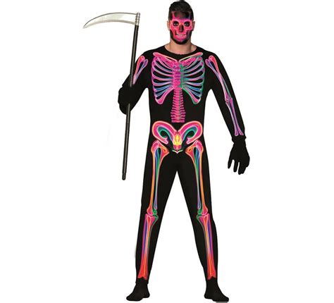 Costume Da Scheletro Neon Per Uomo