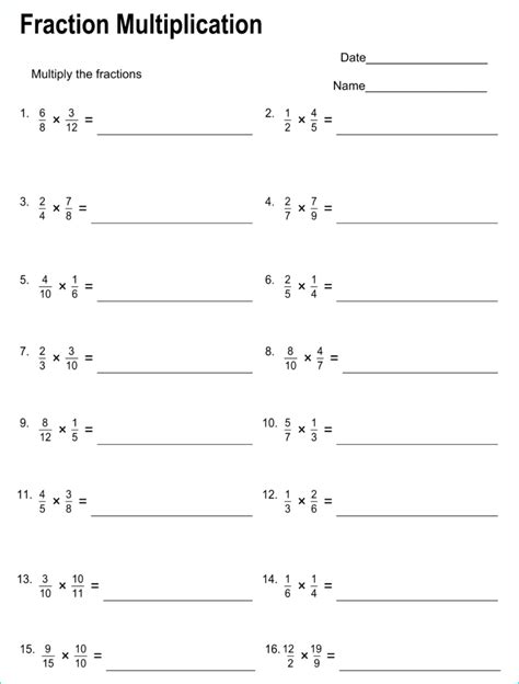 Free Printable Multiplying Fractions Worksheets With Answers