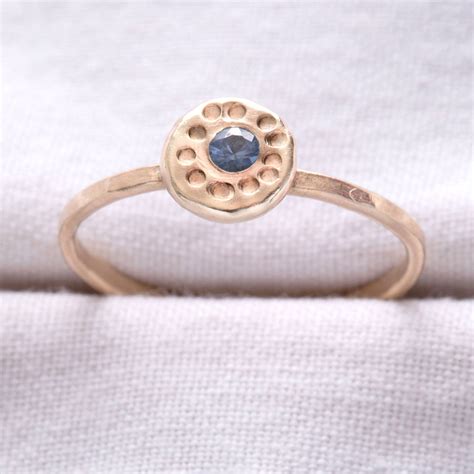 Solid Ct Gold Solitaire Ring With Pale Cornflour Blue Sapphire Flush