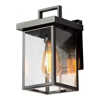 Lnc Light Matte Black Modern Outdoor Wall Lantern Sconce With Clear